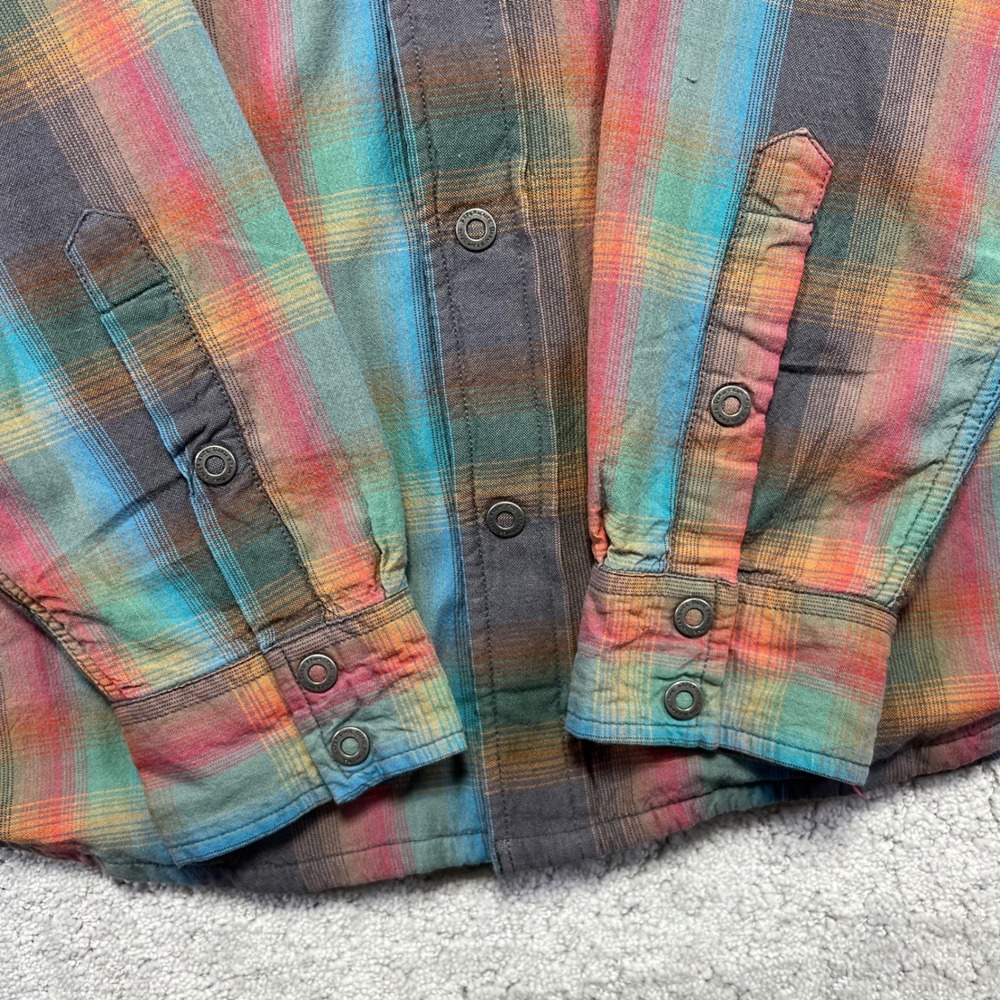 Prana Flannel Shirt Mens Large Plaid Organic Cotton Waffle Lined Shacket Asylum - Picture 7 of 16